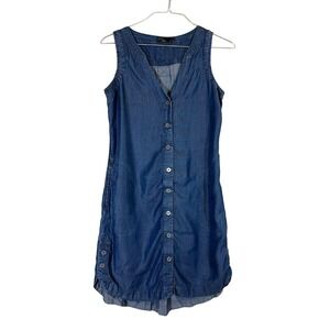 Prana Denim Romper Sleeveless‎ Button Front Casual Blue Jean Jumpsuit S